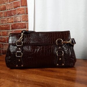 Lauren Ralph Lauren Elegant Brown Crocodile-Embossed Women's Bag